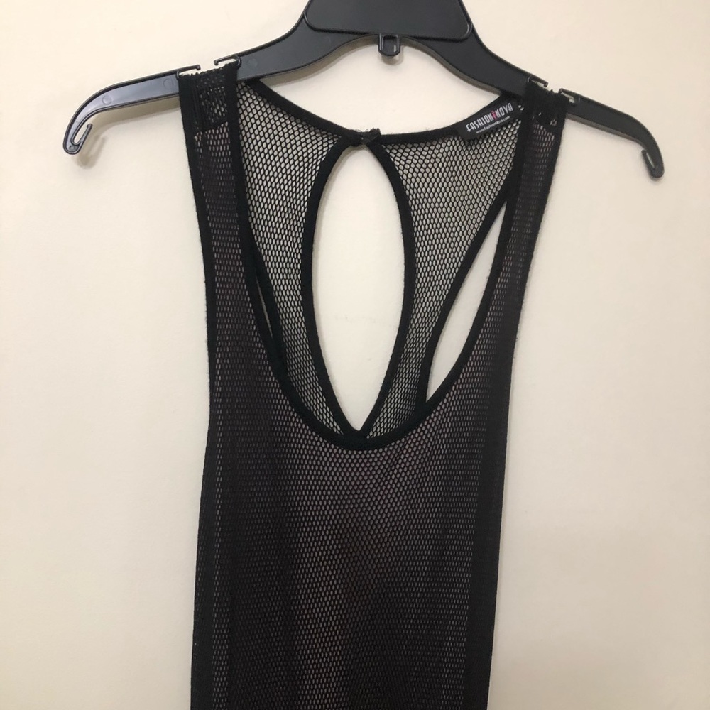 FASHIONNOVA BLACK FISHNET ROMPER - Picture 3 of 4